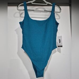 NWT Vitamin A Textured One Piece Teal Bathing Suit